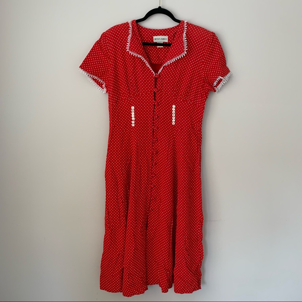 Vintage Red Betsy’s Things Dress Size 12